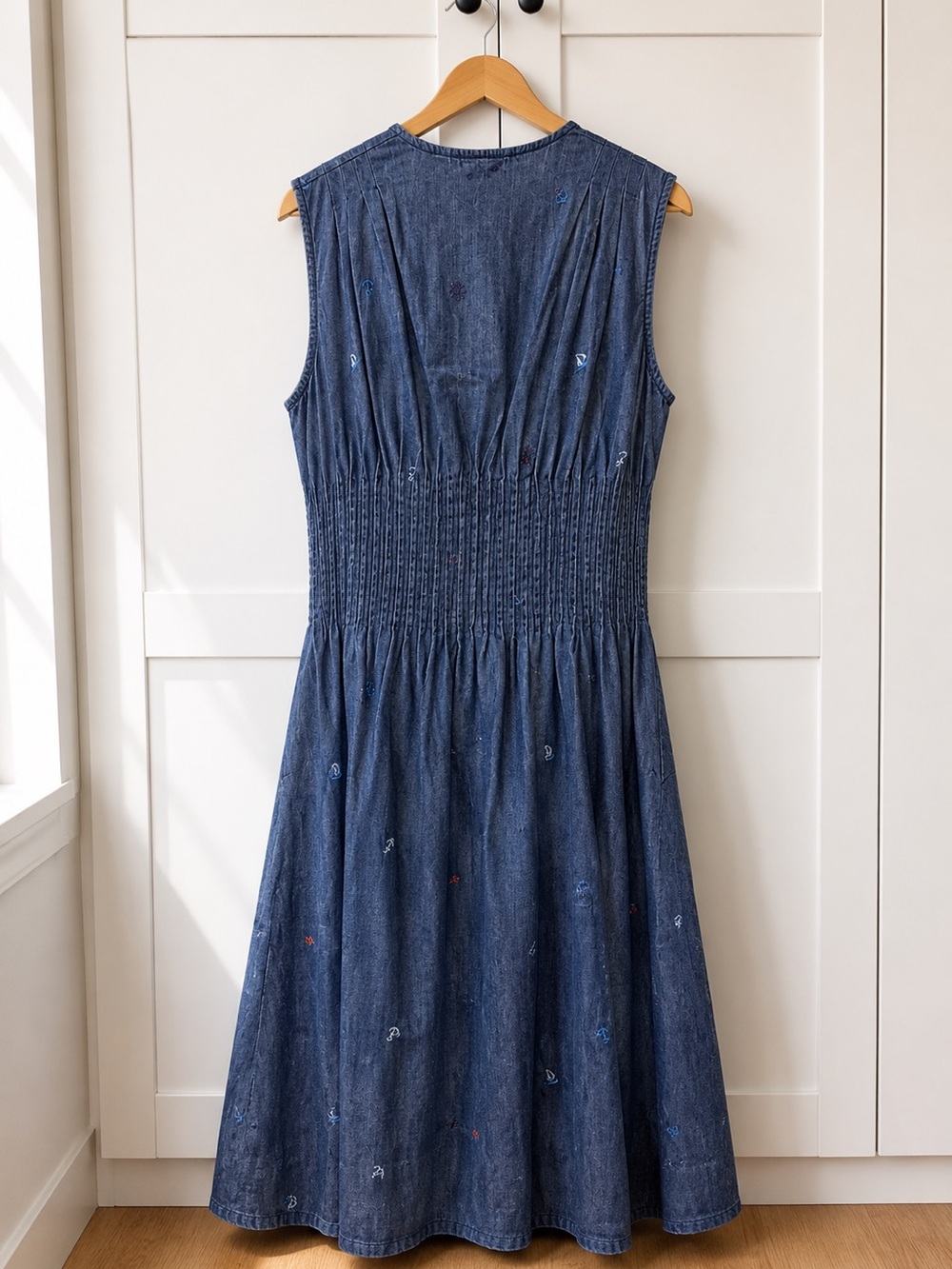 Sleeveless Denim-Effect Maxi Dress in Blue - Picture 2 of 5